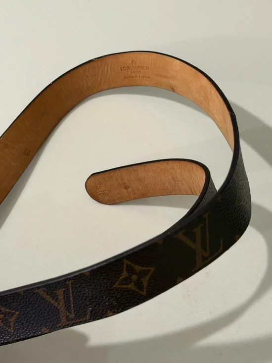 Louis Vuitton Brown Monogram Canvas Belt with Gold Square Buckle - Picture 6 of 8